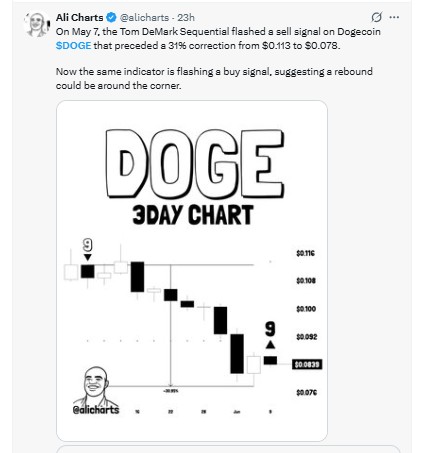 Tom DeMark 的序列指标刚刚转为狗狗币 ($DOGE) 的买入信号。