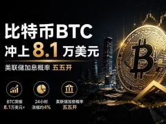 比特币BTC冲上8.1万美元,美联储加息概率五五开,8万美元还能守住吗?